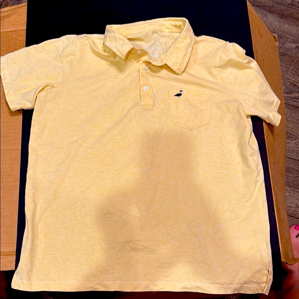 Yellow Properly Tied Size Med Boy Polo Shirt with Embroidered Duck